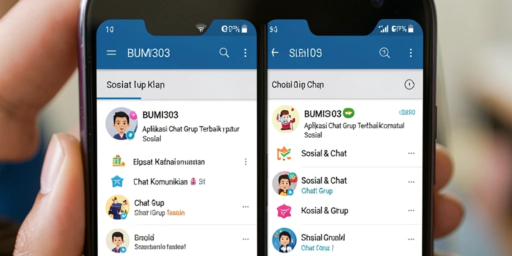 Tampilan antarmuka aplikasi BUMI303 untuk chat grup yang menarik.