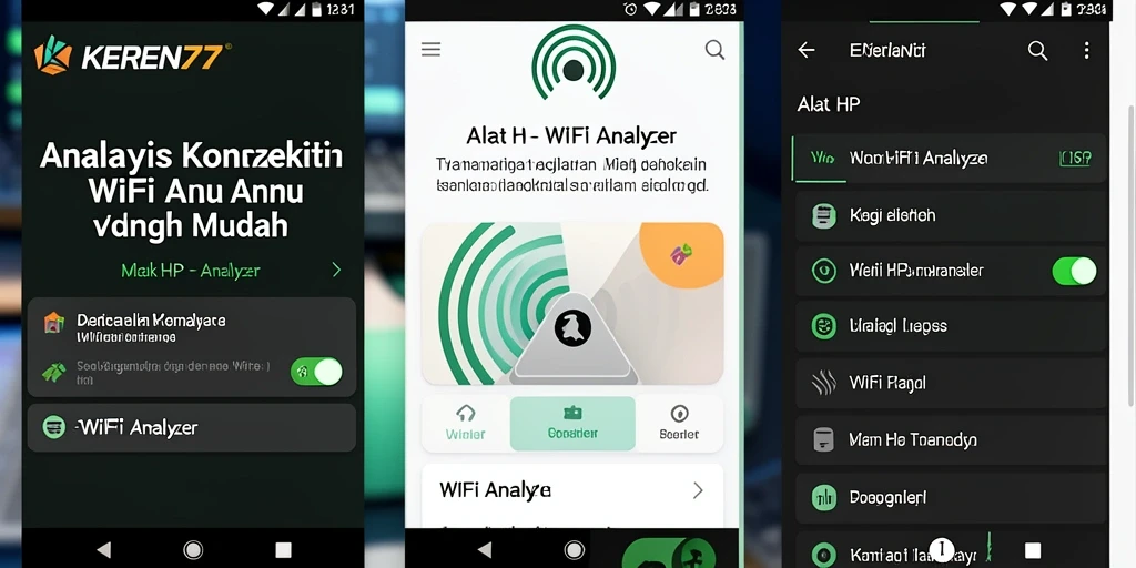 Antarmuka aplikasi KEREN77 menampilkan analisis WiFi yang komprehensif.