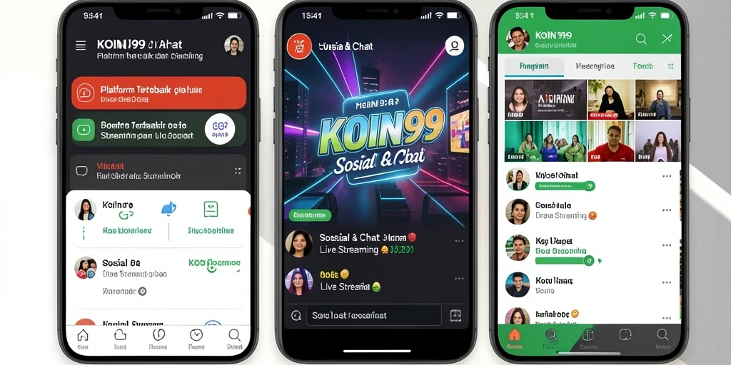 Antarmuka KOIN99 menawan dengan fitur live streaming yang interaktif.