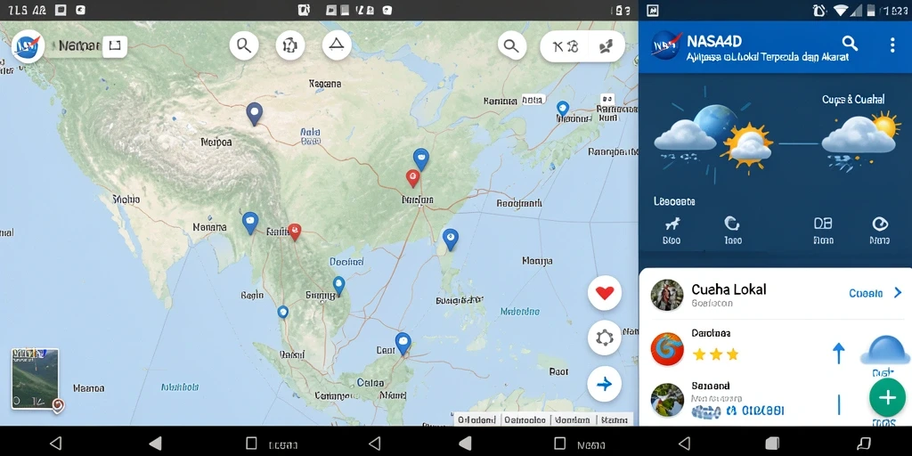 Antarmuka aplikasi NASA4D menampilkan informasi cuaca lokal yang jelas dan mudah dipahami.