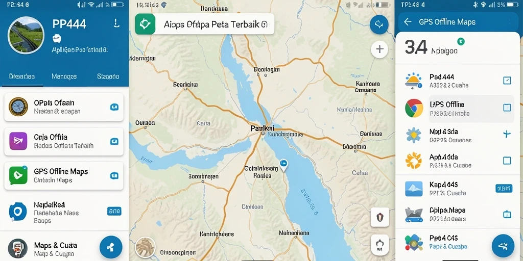 Tampilan antarmuka PP444 yang sederhana dan fungsional untuk navigasi GPS Offline.