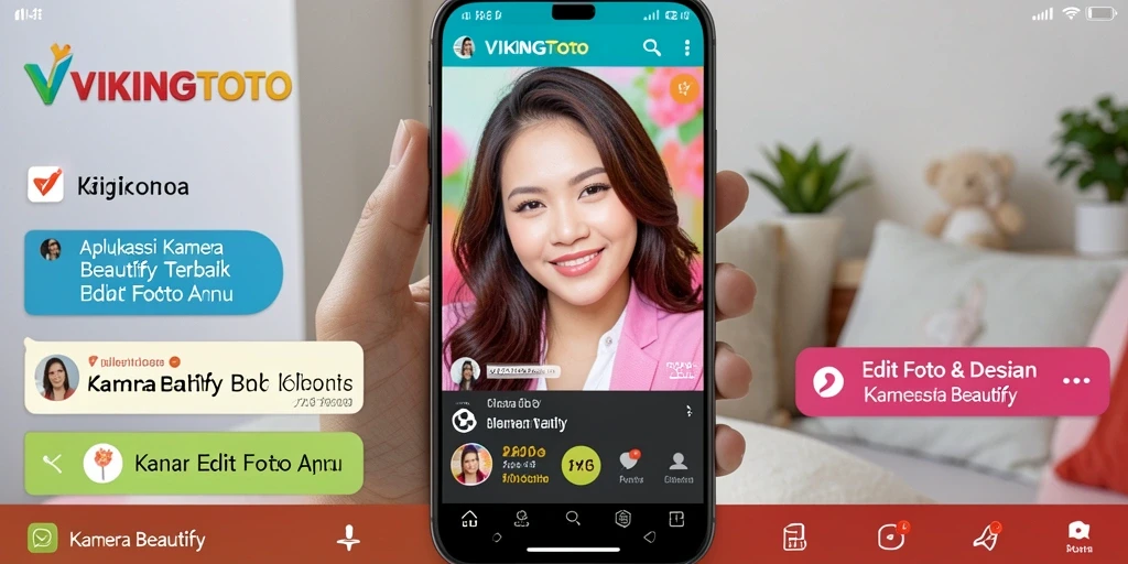 Screenshot antarmuka VIKINGTOTO memperlihatkan fitur Kamera Beautify yang menarik.